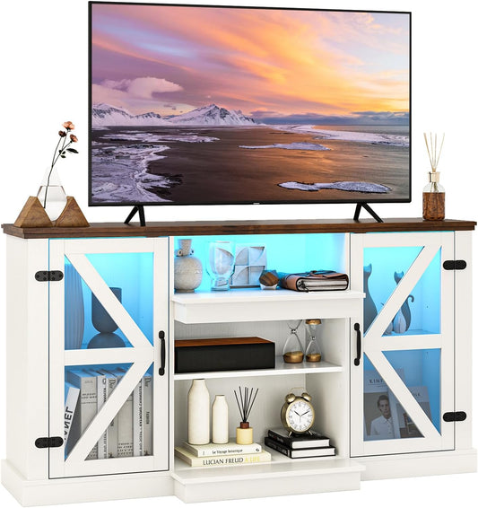 Tangkula Rustic LED TV Stand: Organize & Illuminate Your Living Room!