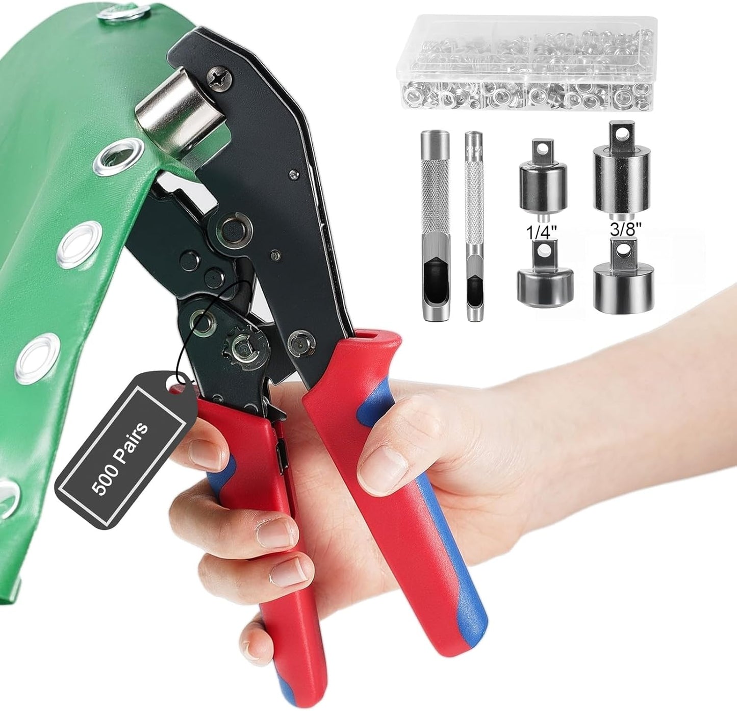 Heavy Duty Ratchet Grommet Tool Kit for Fabric and Leather