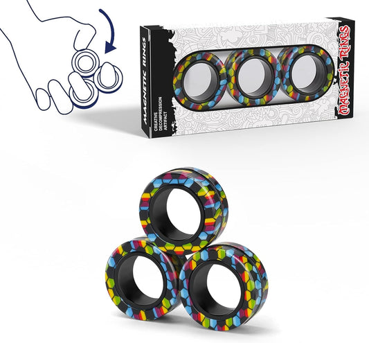 Anxiety Relief Magnetic Spinner Rings Set - ADHD Therapy for Teens