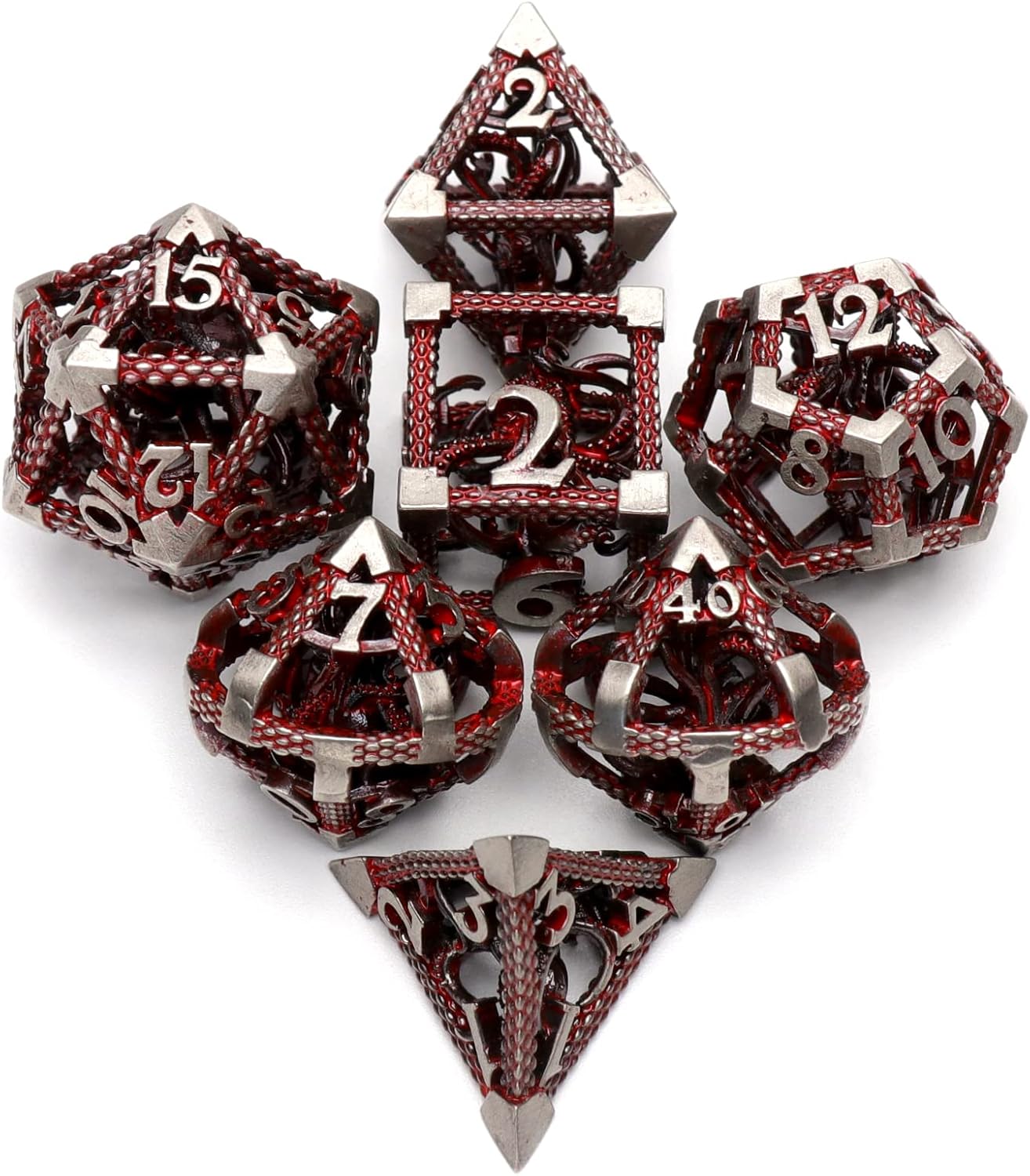 Hollow Cthulhu Metal Polyhedral Dice Set for D&D and RPG Games