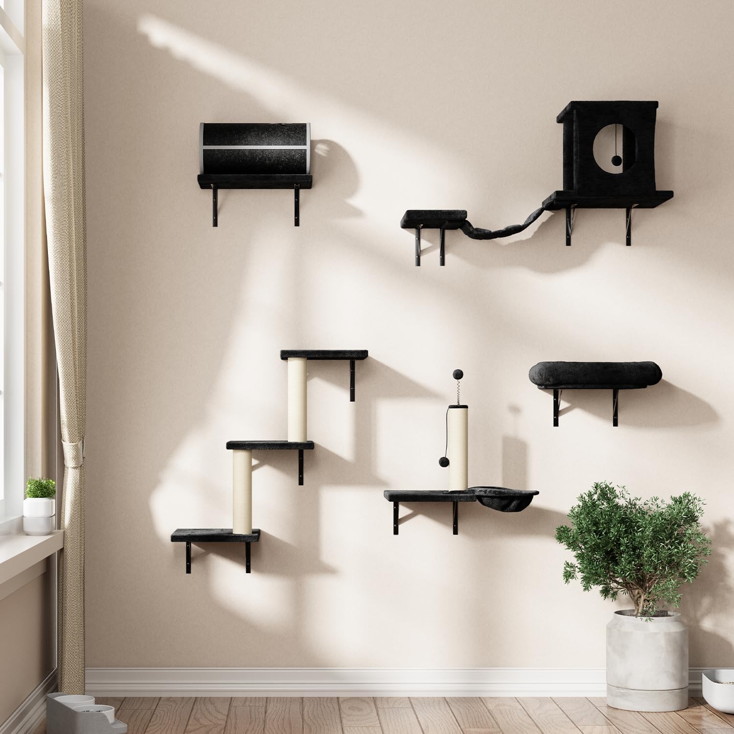 NUNU LAB Cat Wall Shelves Set for Climbing and Playing Fun