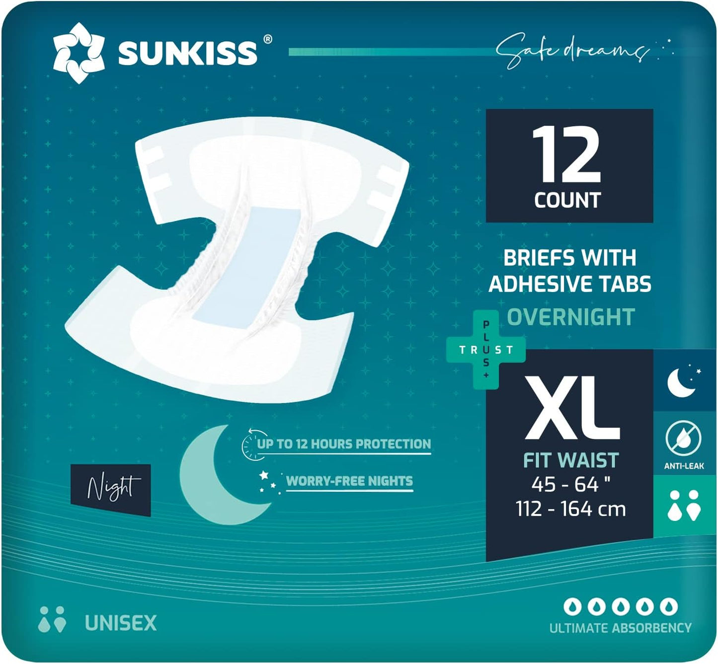 SUNKISS TrustPlus XLarge Overnight Adult Diapers - Ultimate Absorbency!