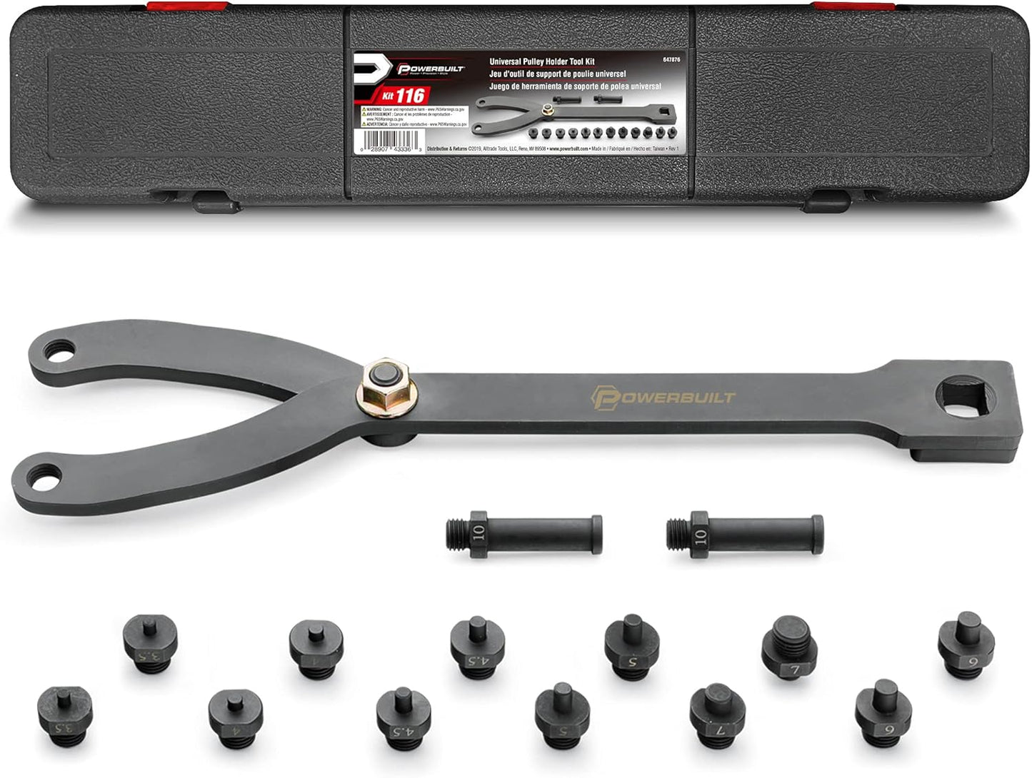 Powerbuilt Universal Pulley Holder Tool Kit for Vehicle Servicing
