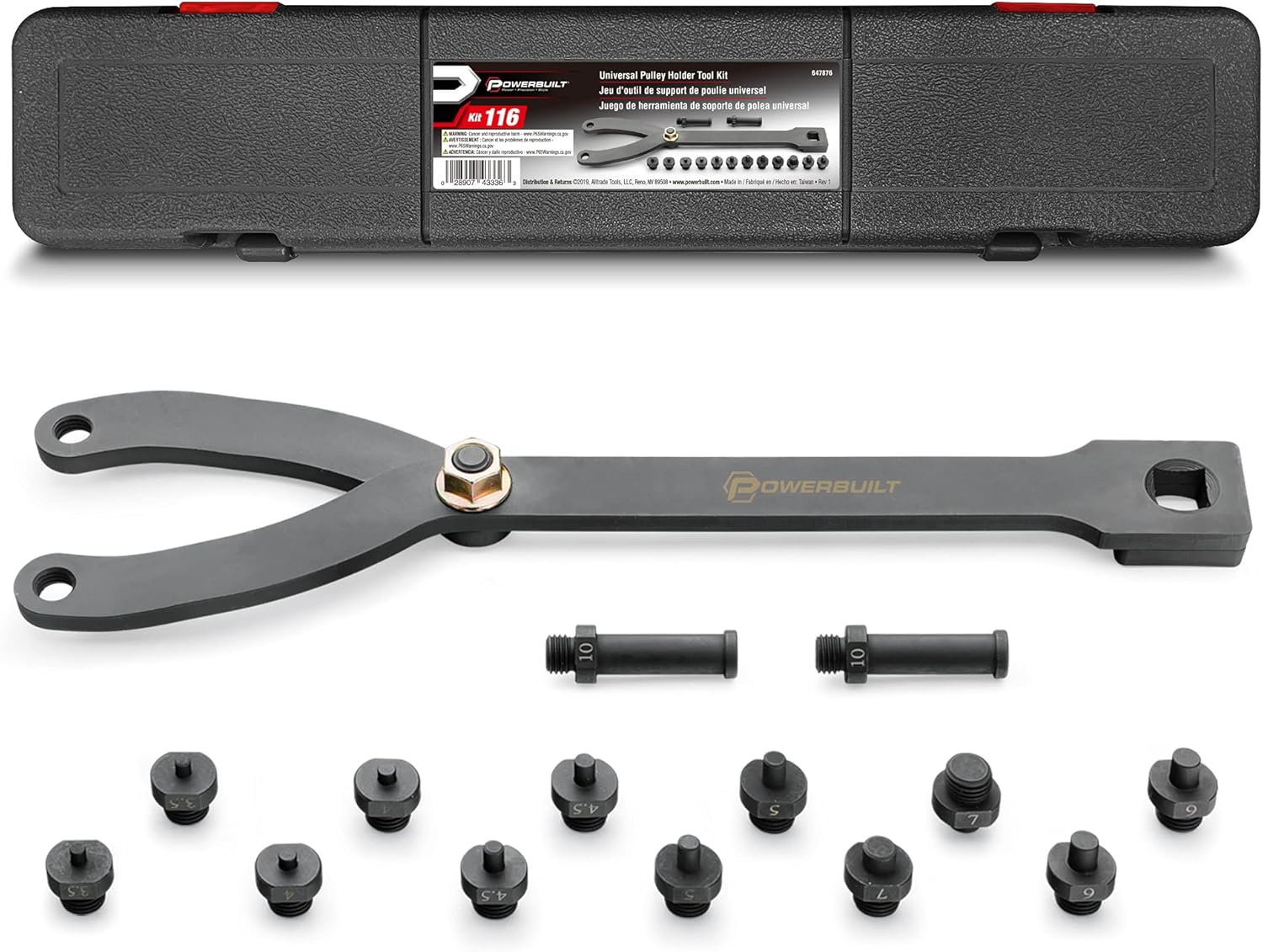 Powerbuilt Universal Pulley Holder Tool Kit for Vehicle Servicing
