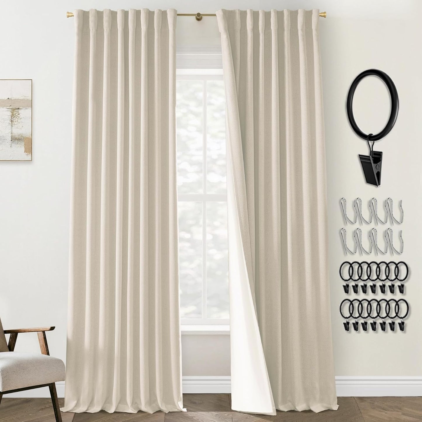Panelsburg Beige Curtains 84 Inch Length for Modern Homes
