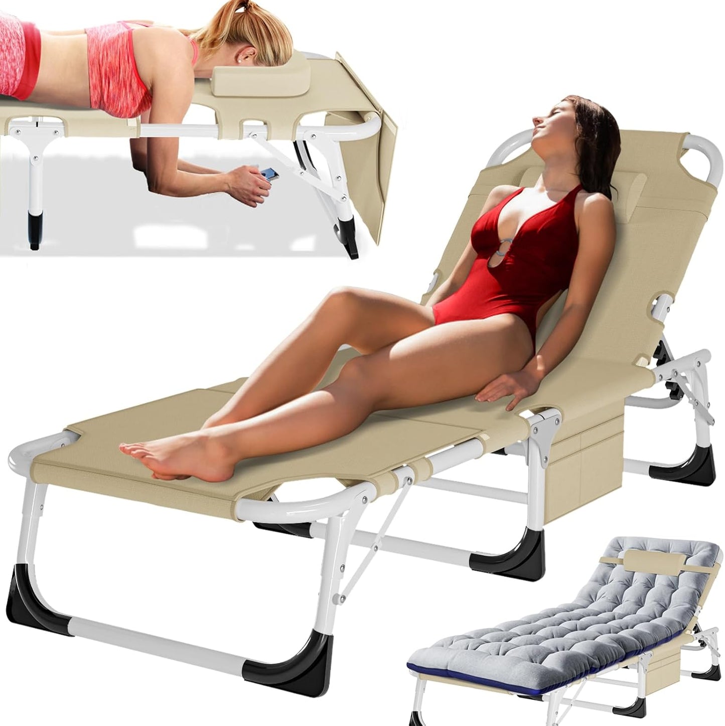 MOPHOTO Tanning Lounge Chair for Ultimate Sunbathing Comfort
