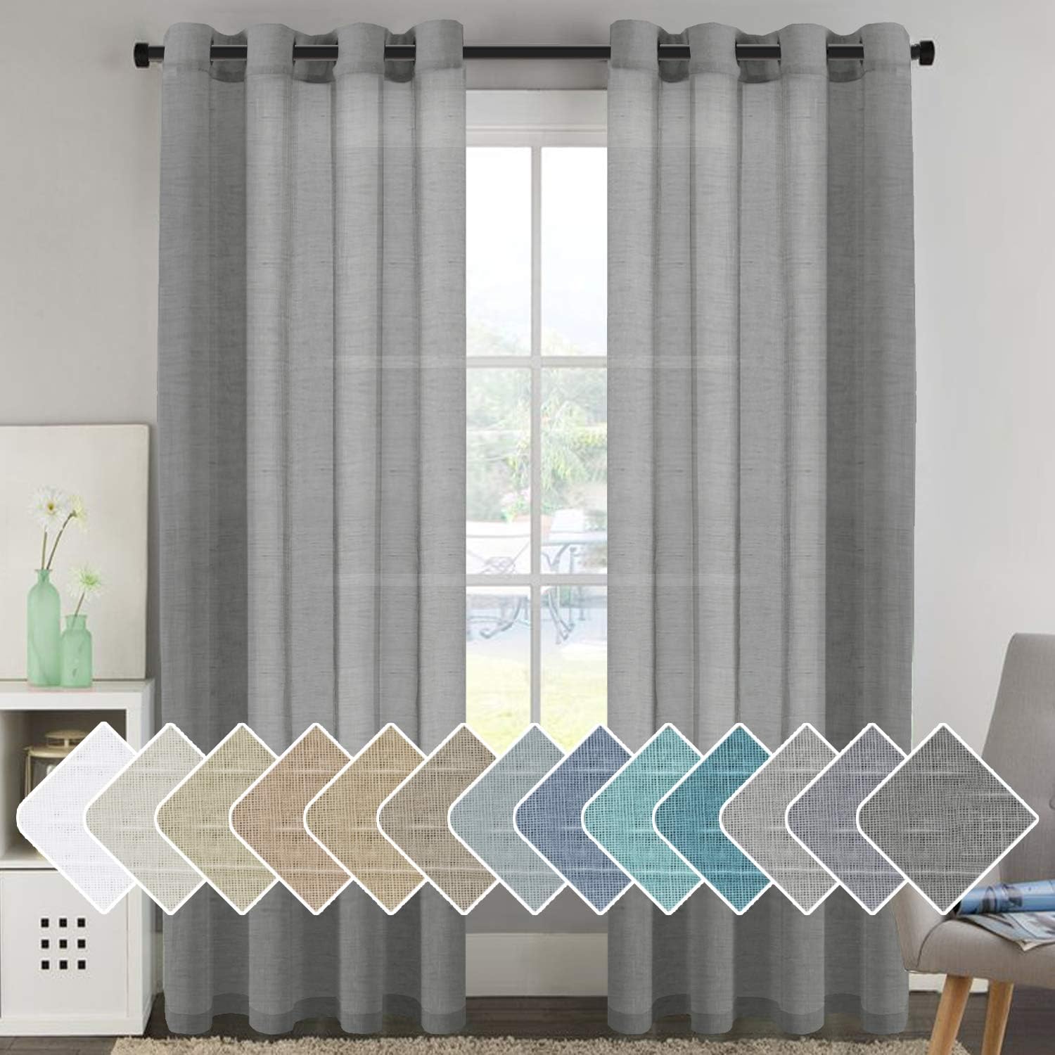 Natural Linen Blended Window Curtain Panels for Elegant Decor