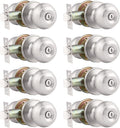 Probrico Privacy Door Knobs 8 Pack Satin Nickel - Keyless Bed & Bath