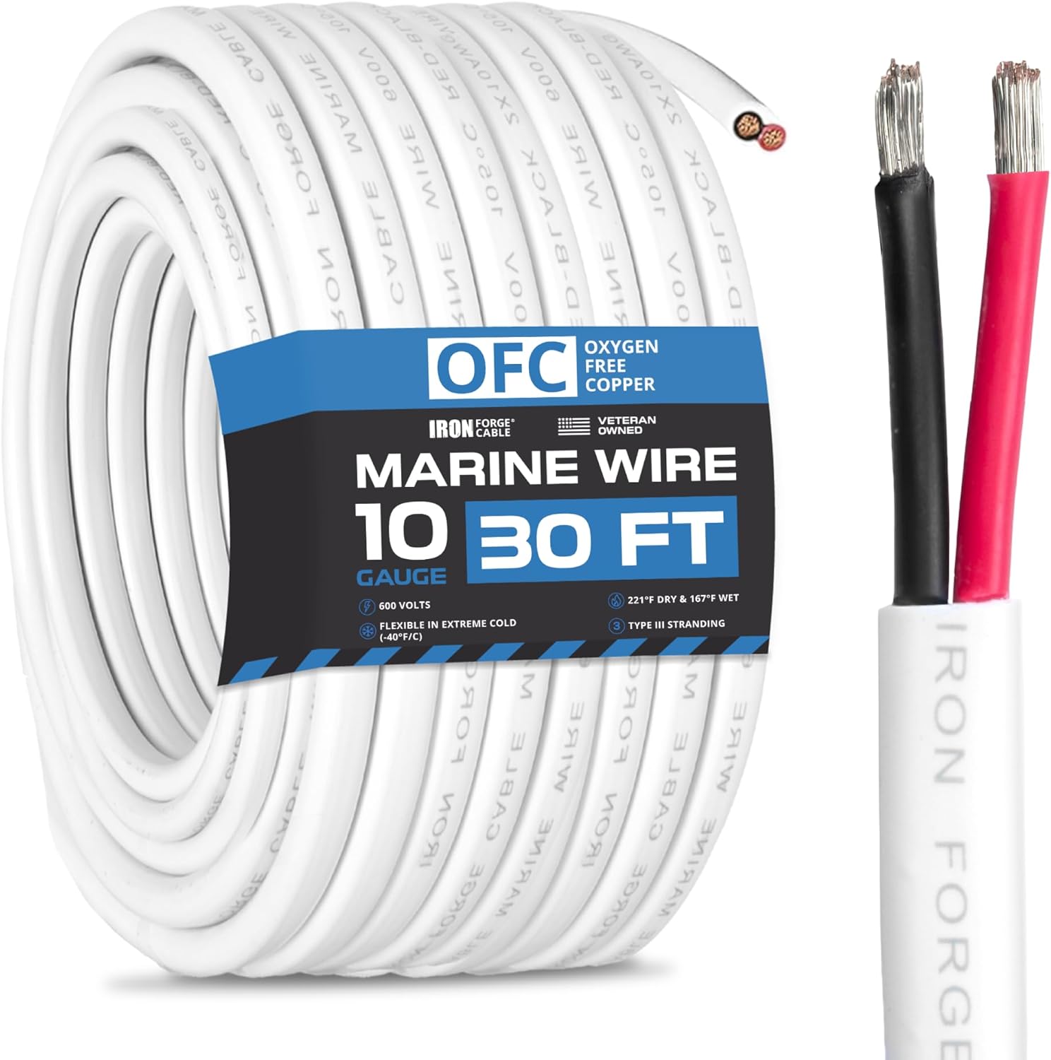 Iron Forge Cable Marine Wire - Durable 10 AWG Tinned Copper Wire