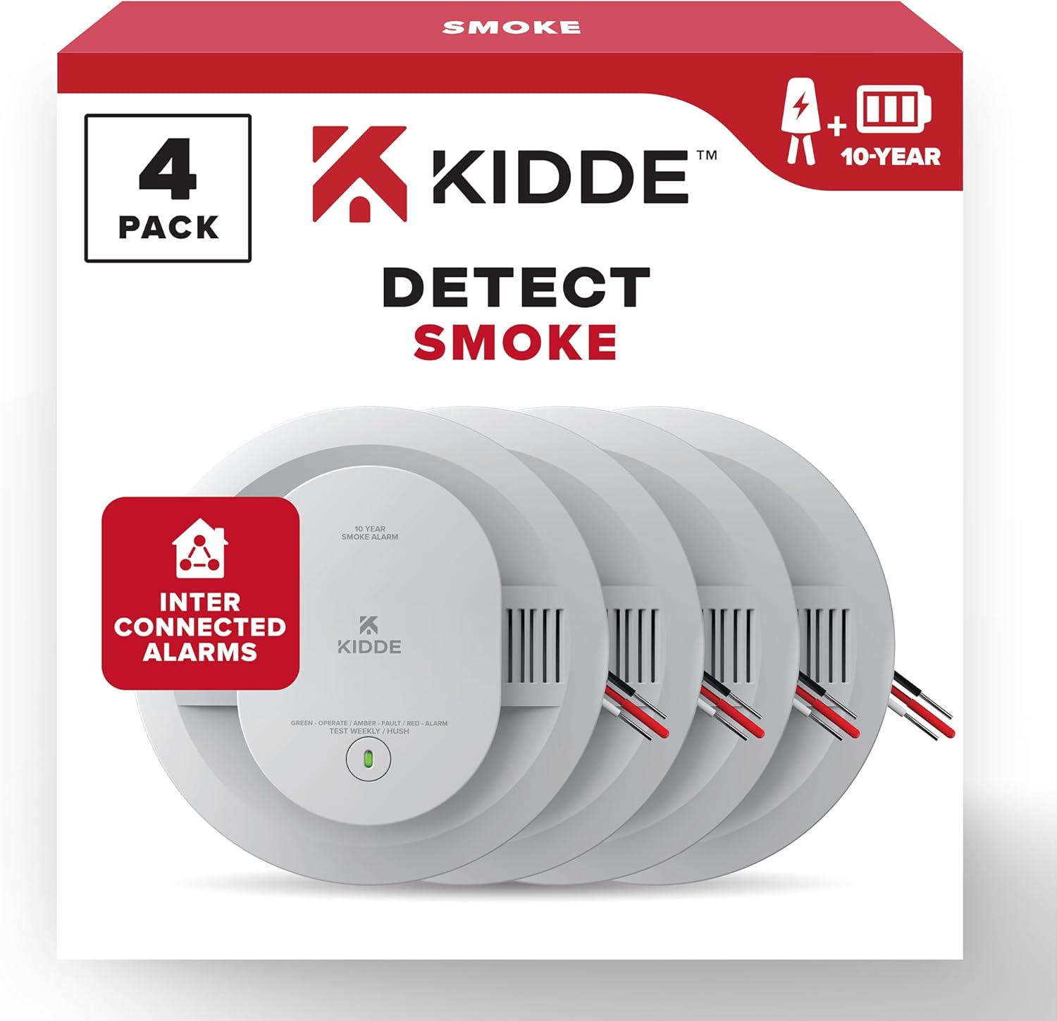 Kidde Hardwired Smoke Detector with 10-Year Battery Backup Pack