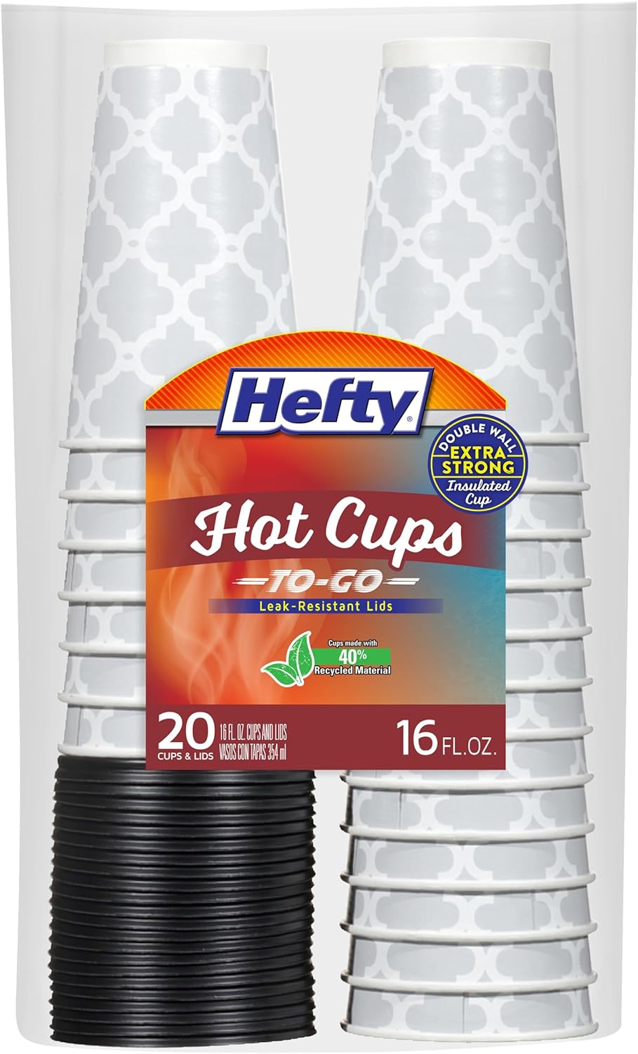 Hefty 16oz Hot Cups w/ Lids, 20ct - Convenient & Durable