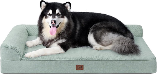 EHEYCIGA XXL Memory Foam Dog Bed for Jumbo Dogs, Greyish Green