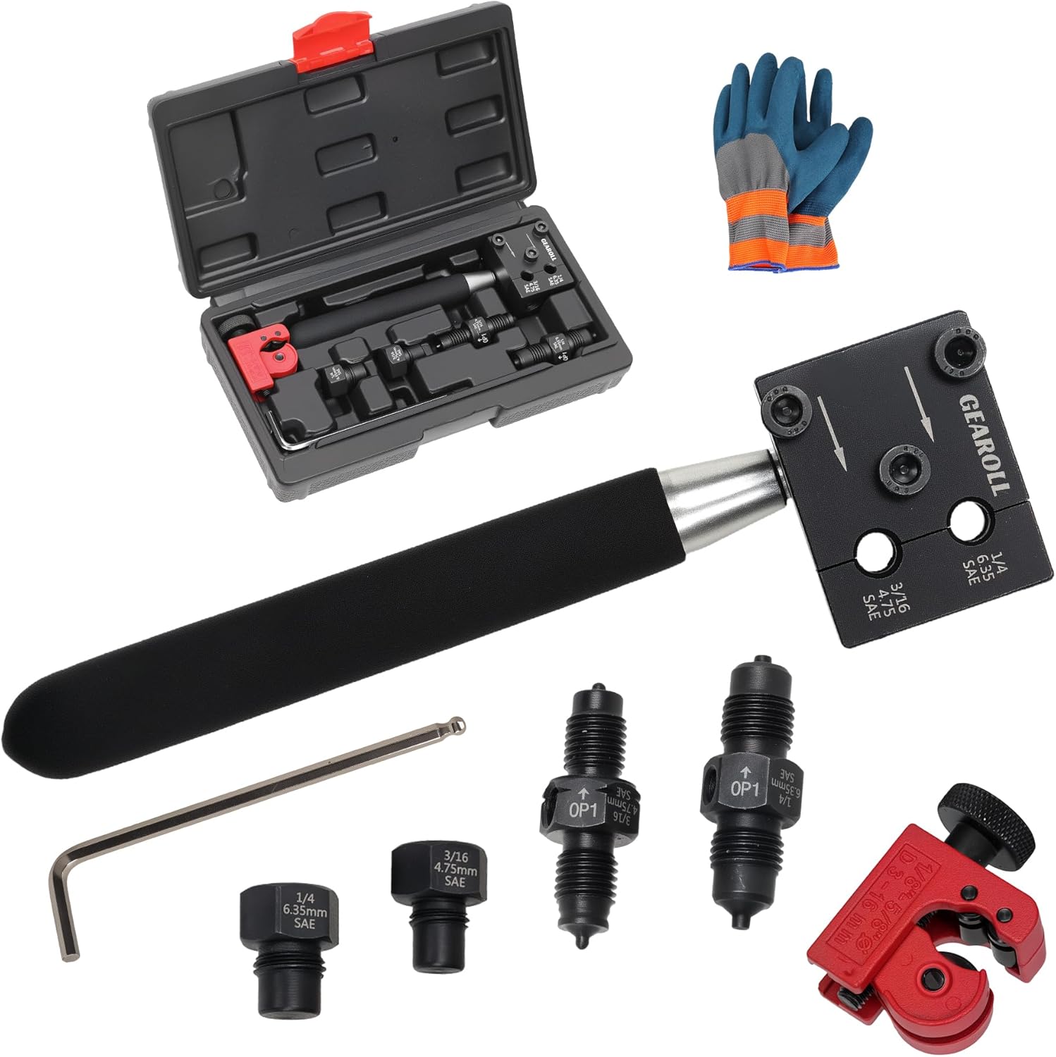 Brake Line Flaring Tool Kit for 3/16in and 1/4in Tubing Repairs