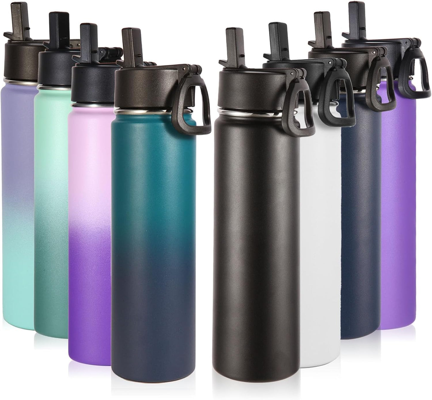 24oz Insulated Water Bottle With Straw - 8 Pack For Everyone