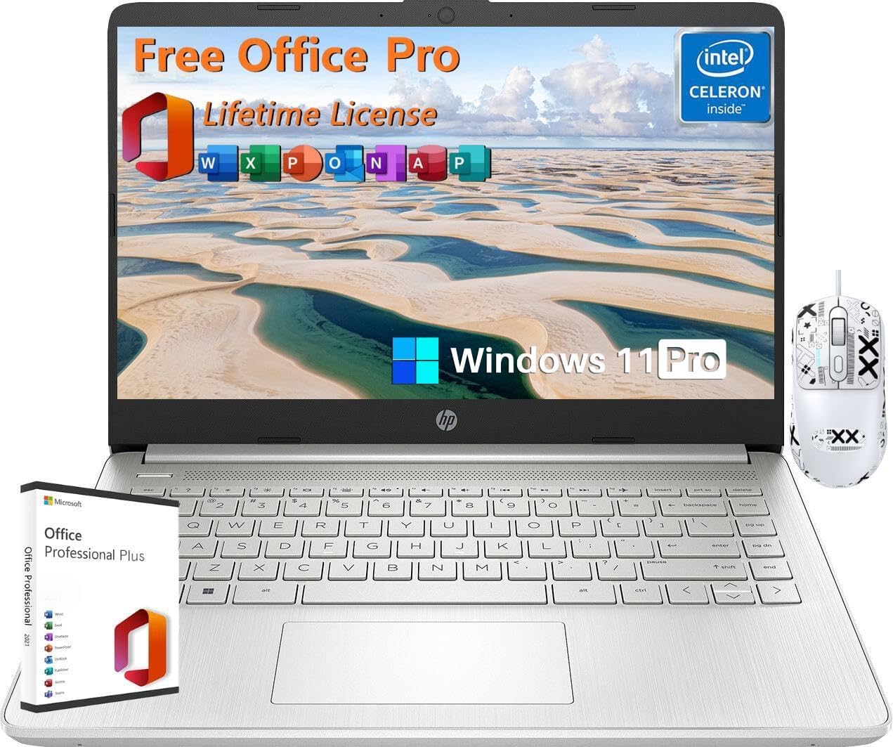 HP 14 Inch Laptop for Students with Office License & Windows 11 Pro