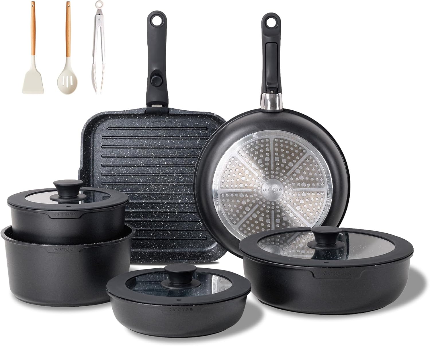 JEETEE Non Stick Pots and Pans Set for Healthy Cooking