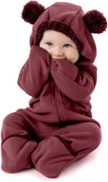 Baby Fleece Bunting Bodysuit with Hood and Convertible Mittens - Cozy