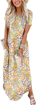 ANRABESS Womens Summer Maxi Dress Short Sleeve Casual Loose Fit