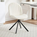 Swivel Velvet Armless Office Chair, Cream