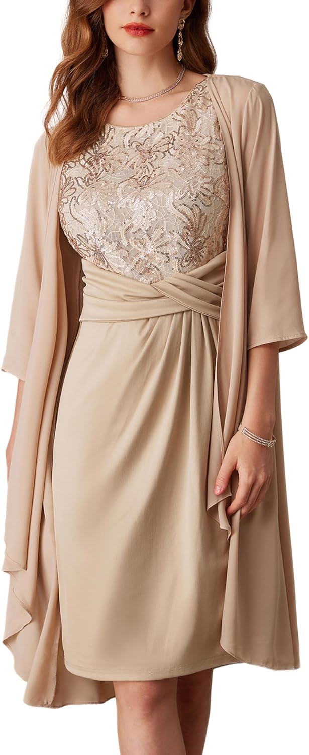 Sparkle in Style: 2PC Sequin Mother Bride Dress