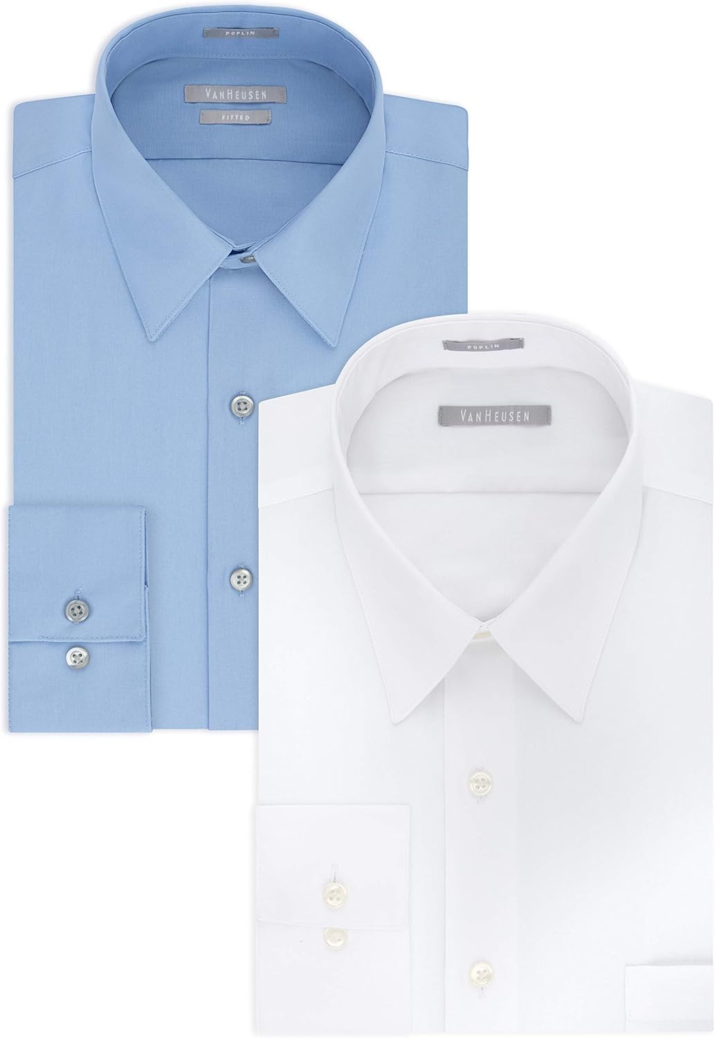 Van Heusen Men's Dress Shirt Fitted Poplin Solid for Style
