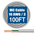 10/3 MC Cable with Ground 100FT - Heavy-Duty 10AWG Metal Clad
