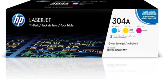 Vibrant HP 304A Toner Trio | CMY Pack | HP LaserJet Compatibility | CF340A