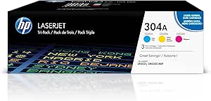 HP 304A Toner Cartridges 3-Pack for Reliable Color Printing