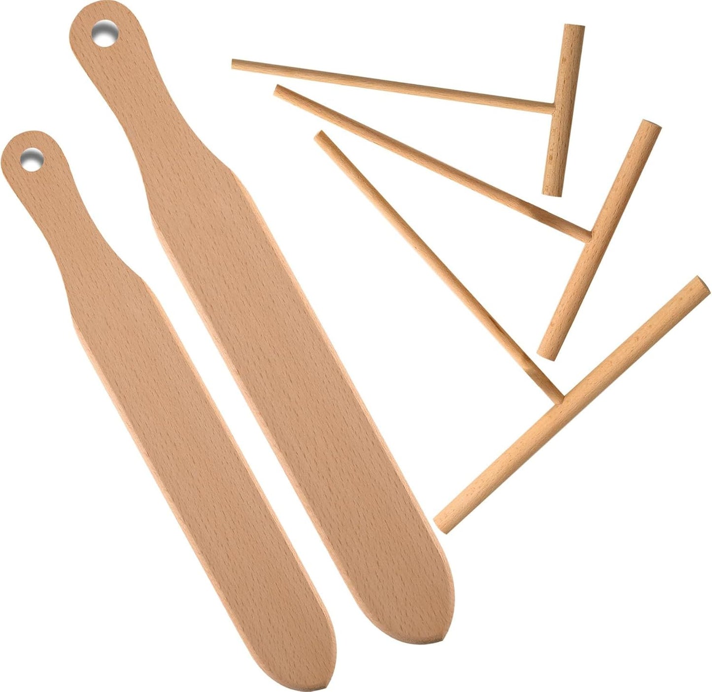 Premium 5pc Crepe & Spatula Set - T-Shaped Spreaders & Turner, Ideal for Any Pan Maker