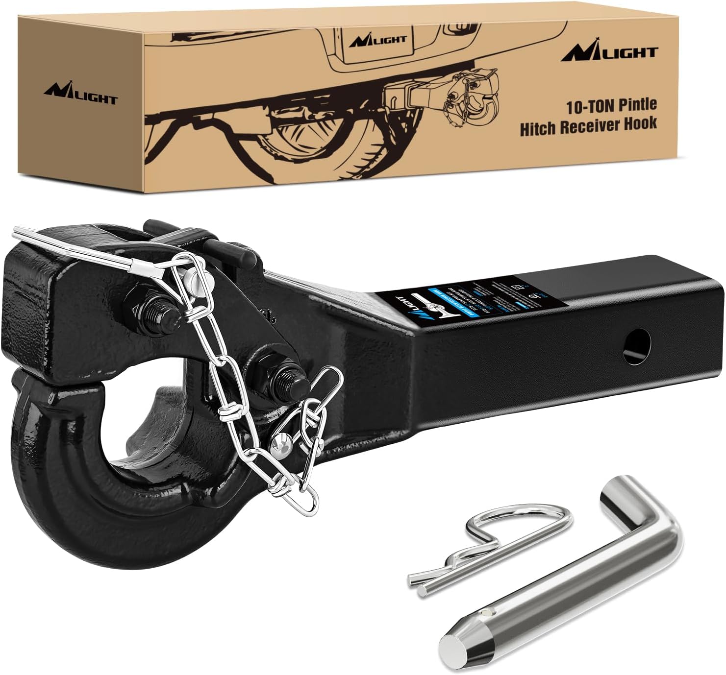 Nilight 10-TON Pintle Hitch for Heavy-Duty Towing Needs
