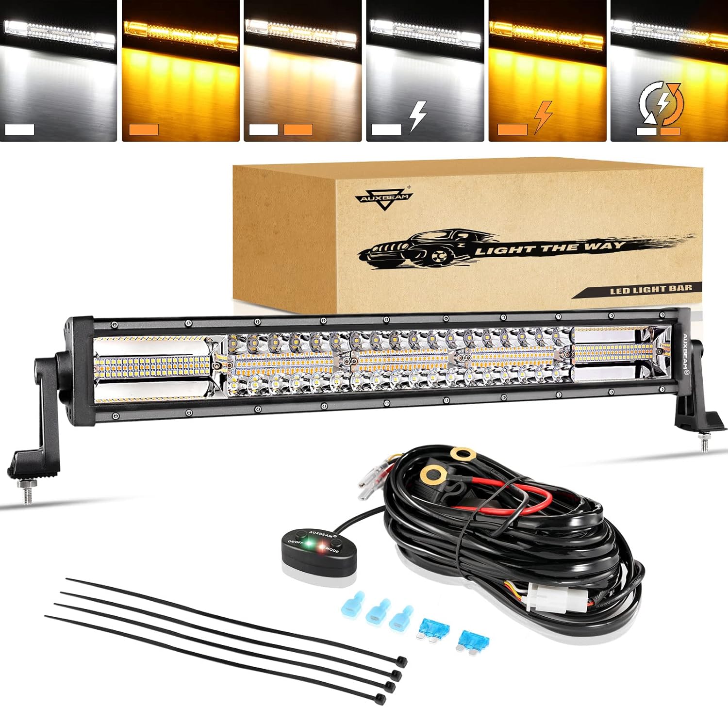 Auxbeam 22 Inch LED Light Bar with 6 Modes for Off Road Use