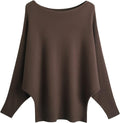 Boat Neck Batwing Sweater - Oversized Ribbed Knit Pullover