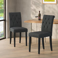 Black Upholstered Dining Chairs Set of 2 - Button Tufted Parsons