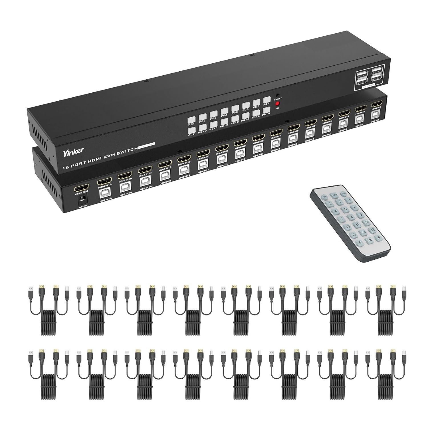 16 Port KVM Switch HDMI for 4K Control of 16 Computers