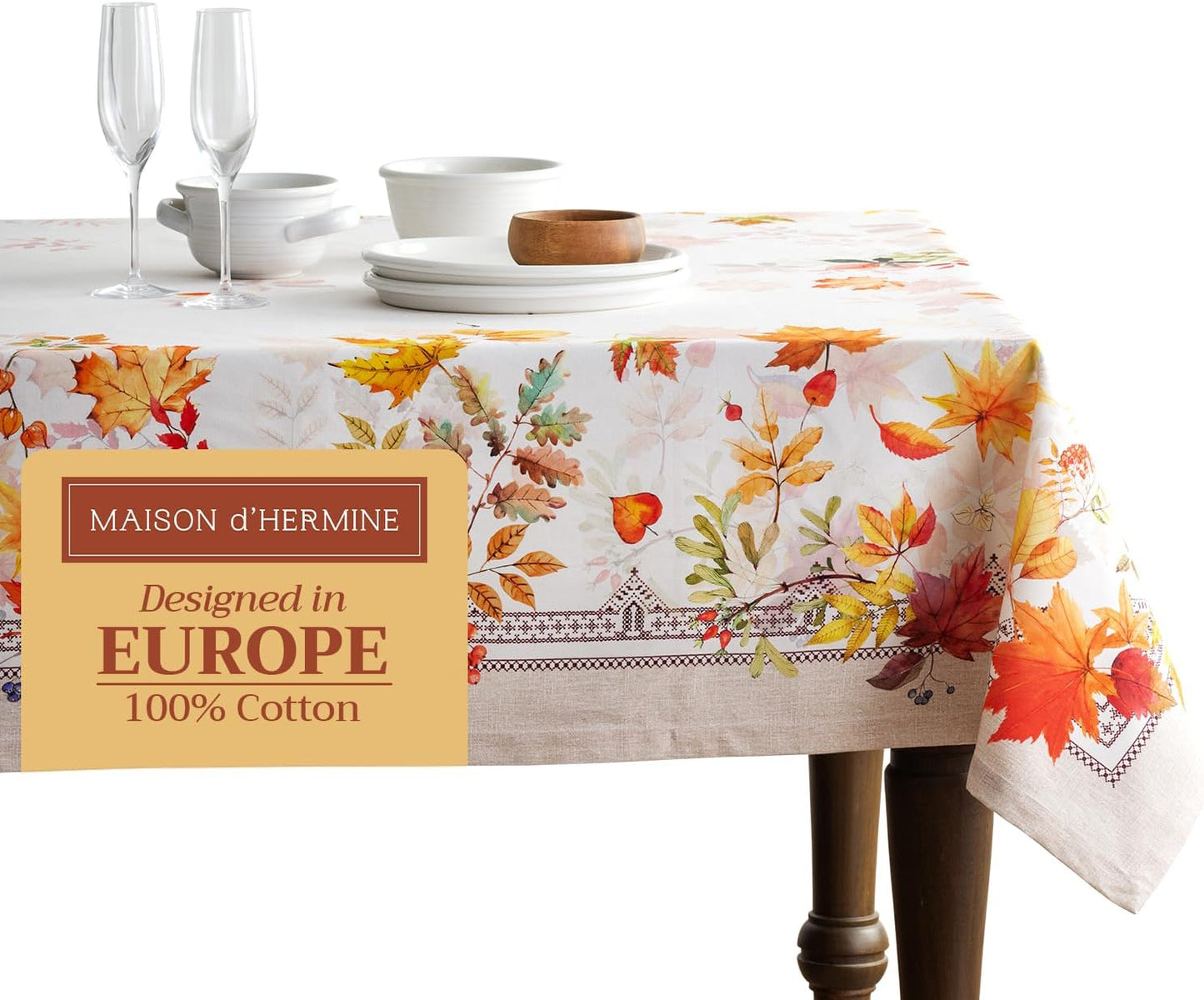 Maison d' Hermine 100% Cotton Fall Tablecloth for Dining Decor