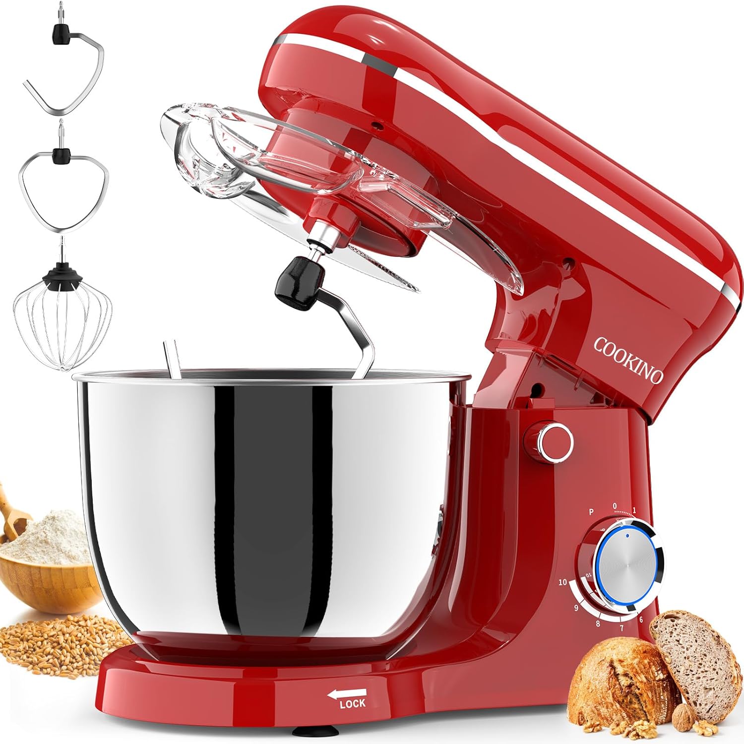 Electric Stand Mixer with 10 Speeds and 3-IN-1 Attachments