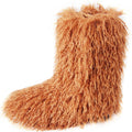 Faux Fur Women's Mid-Calf Snow Boots - Warm Fluffy Flat Boots