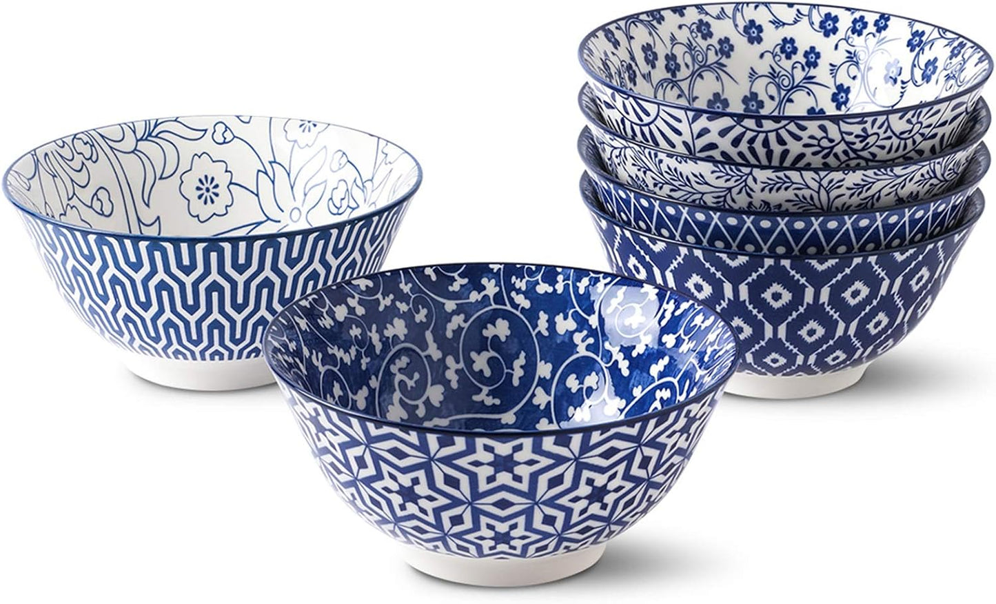 Selamica Blue and White Porcelain Cereal Bowl Set for All Meals