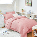 HYMOKEGE Rose Pink Twin XL Comforter Set Seersucker - All-Season