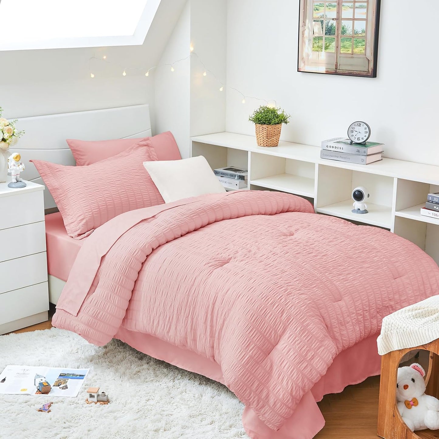 HYMOKEGE Rose Pink Twin XL Comforter Set for All Seasons