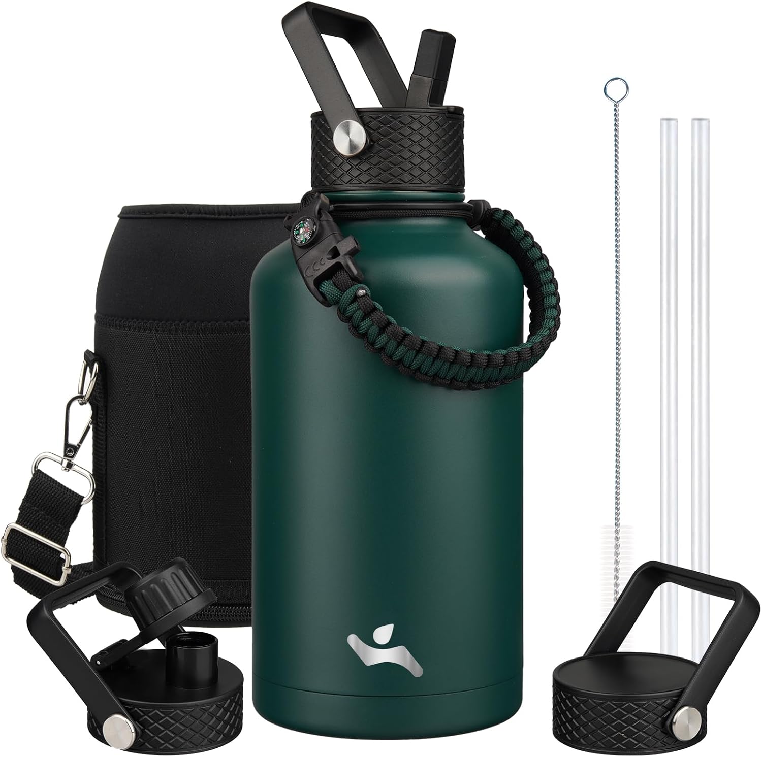 Half Gallon Insulated Water Bottle with Straw for Hydration