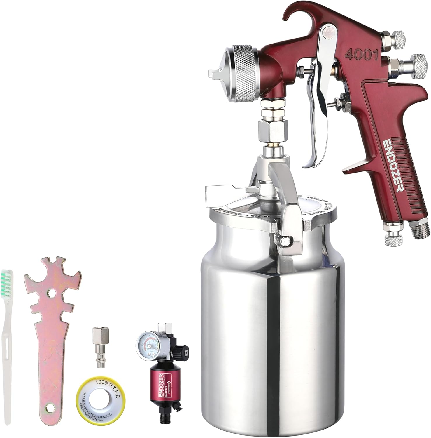 Professional Siphon Feed Spray Gun for Paint with Red Handle