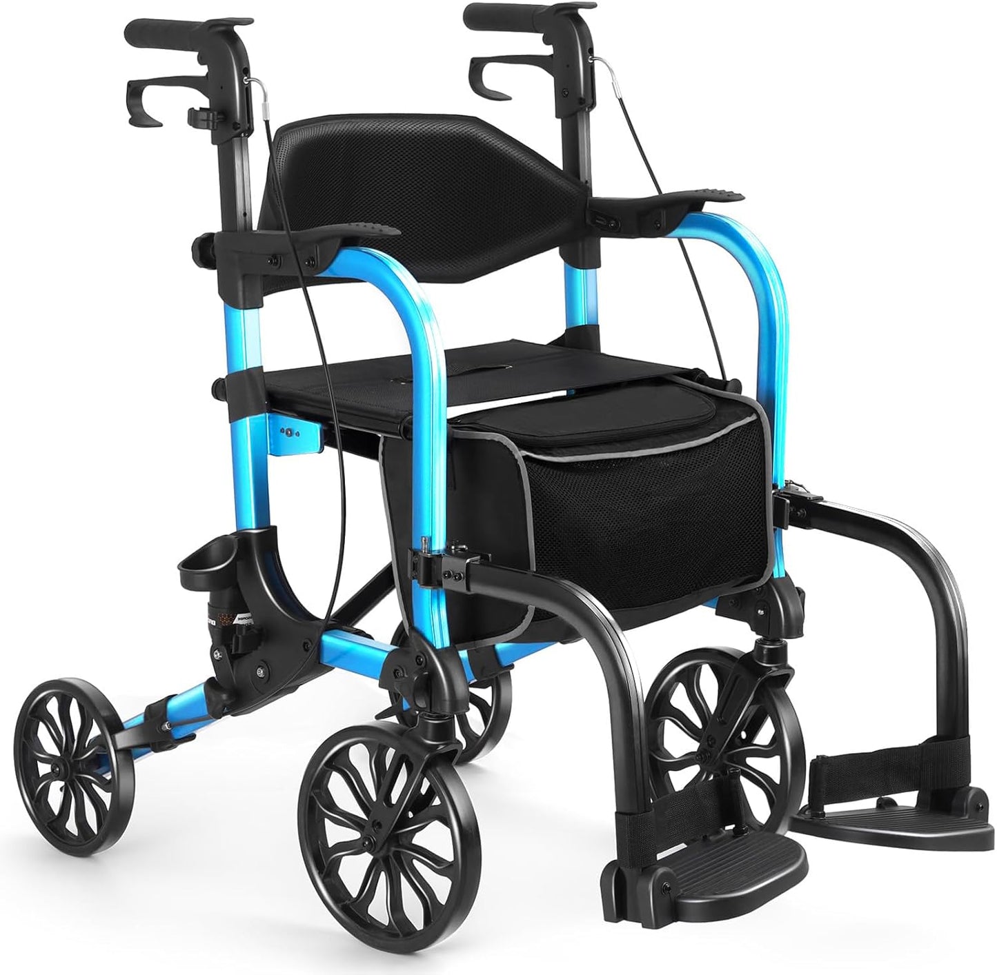 Foldable Rollator Walker with Seat for Seniors - Lightweight 2-in-1