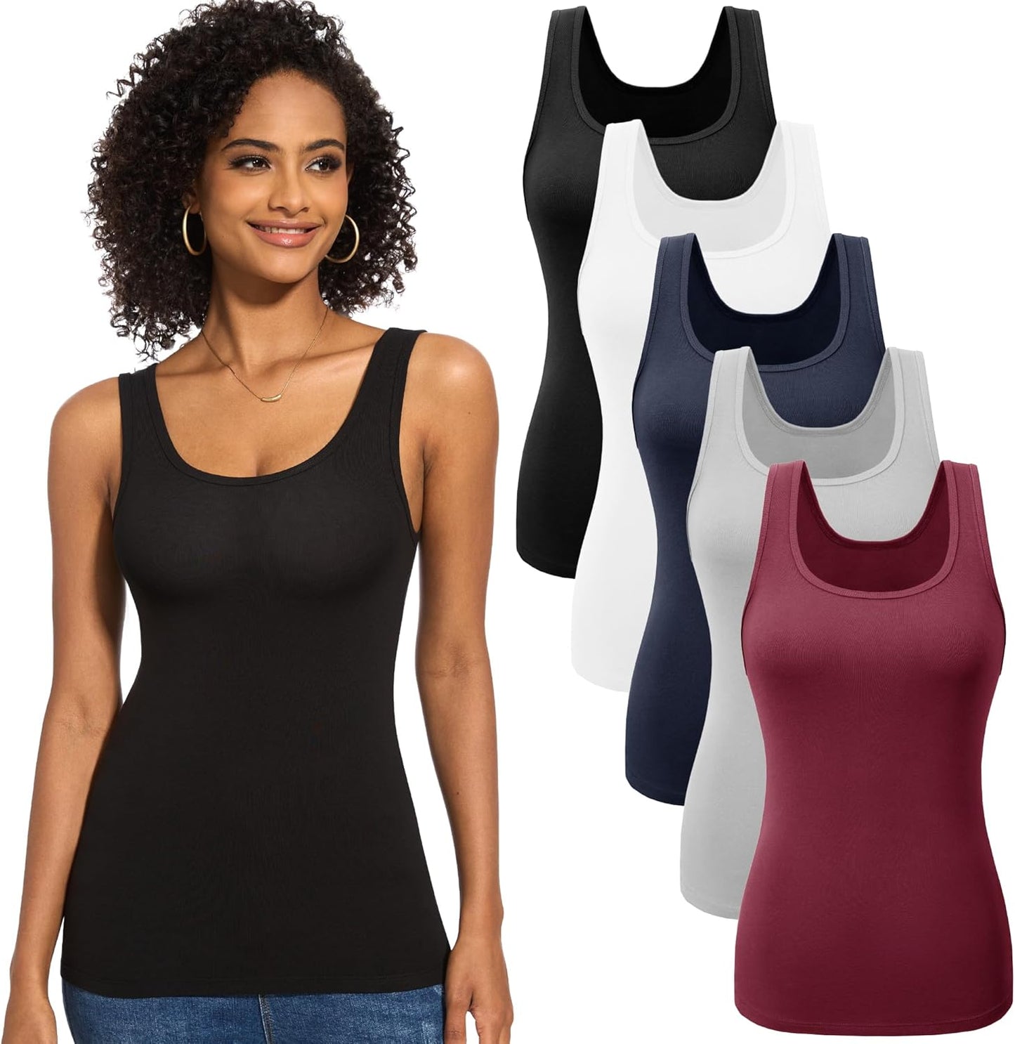 TVKSOM 5 Pack Basic Tank Tops for Women - Stylish and Versatile
