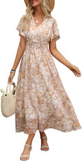 ANRABESS Womens Summer Floral Maxi Dress for Beach Weddings
