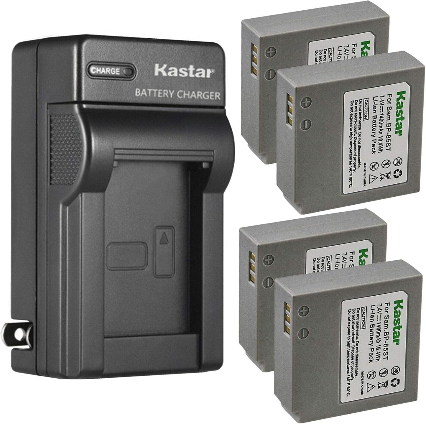 Kastar 4-Pack IA-BP85ST Battery and Charger for Samsung Cameras