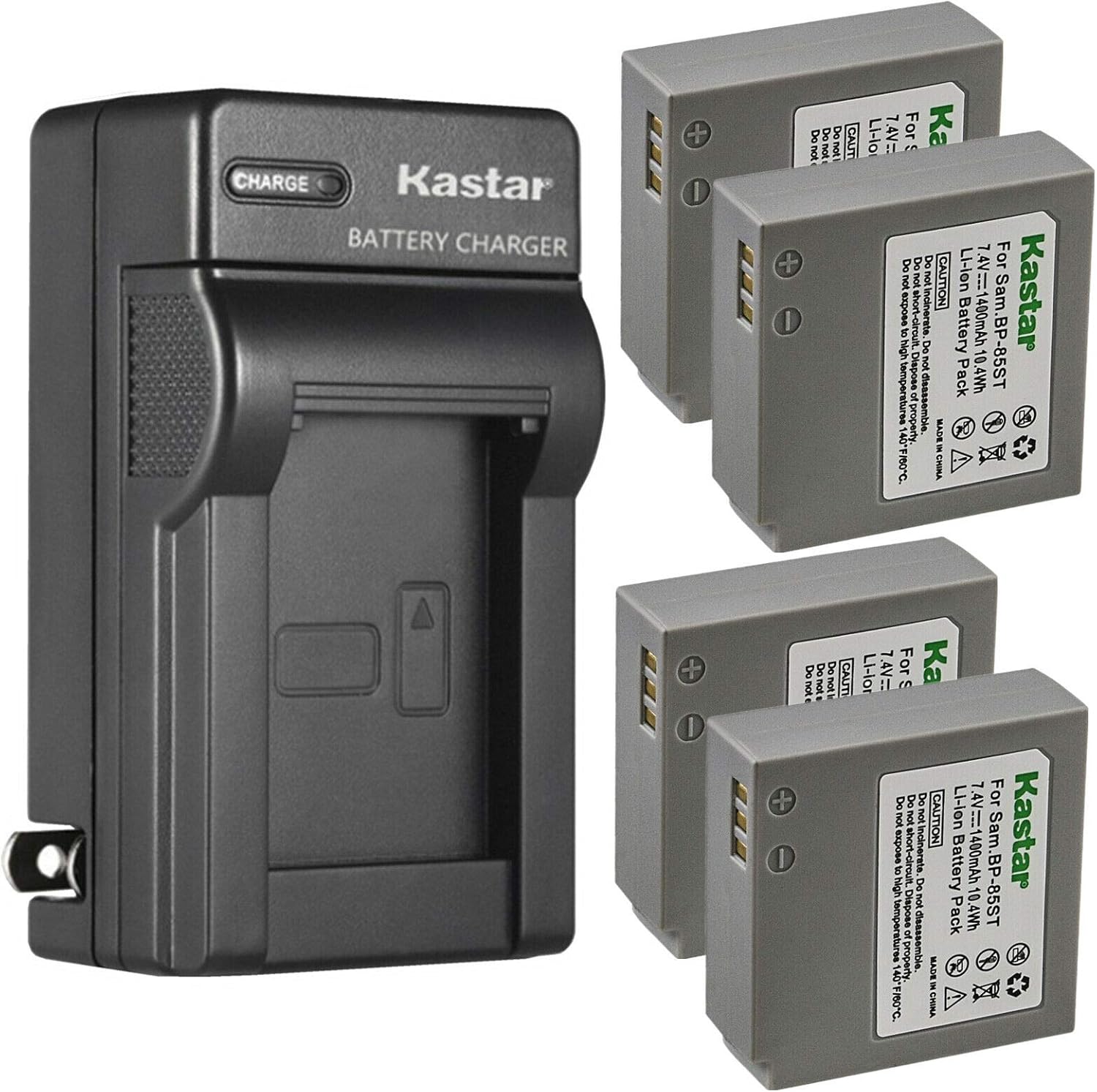 Kastar 4-Pack IA-BP85ST Battery and Charger for Samsung Cameras