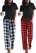 2 Pack Pajamas for Women Set Short Sleeve Lounge Pajama Set - Soft