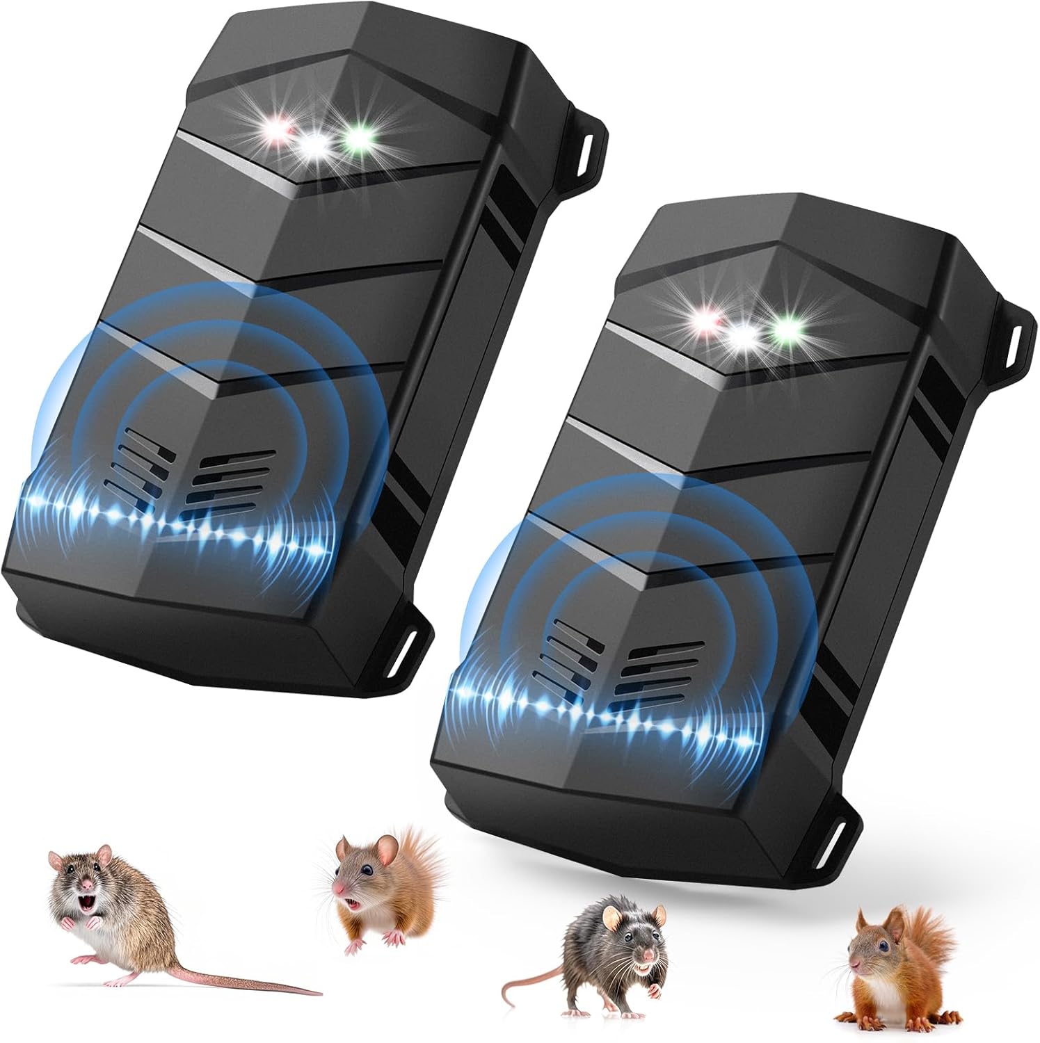 2 Pack Battery Powered Ultrasonic Rodent Repeller for Cars