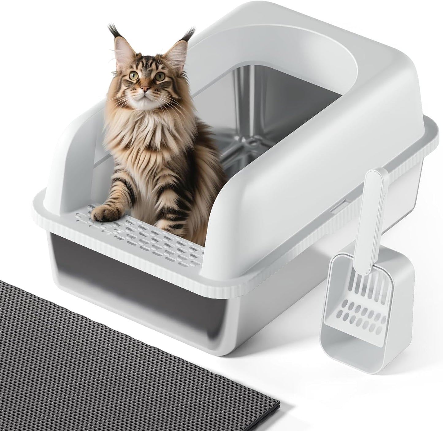 Stainless Steel Cat Litter Box with Lid for Multiple Cats